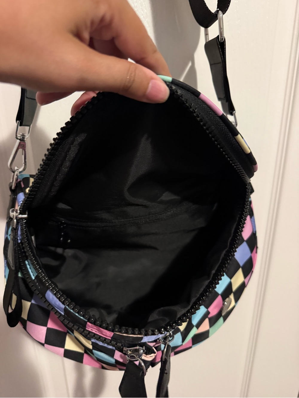 NWOT Iris & Rainbow Pastel Checkered Best Version Bag with Small Pouch - Picture 2 of 7